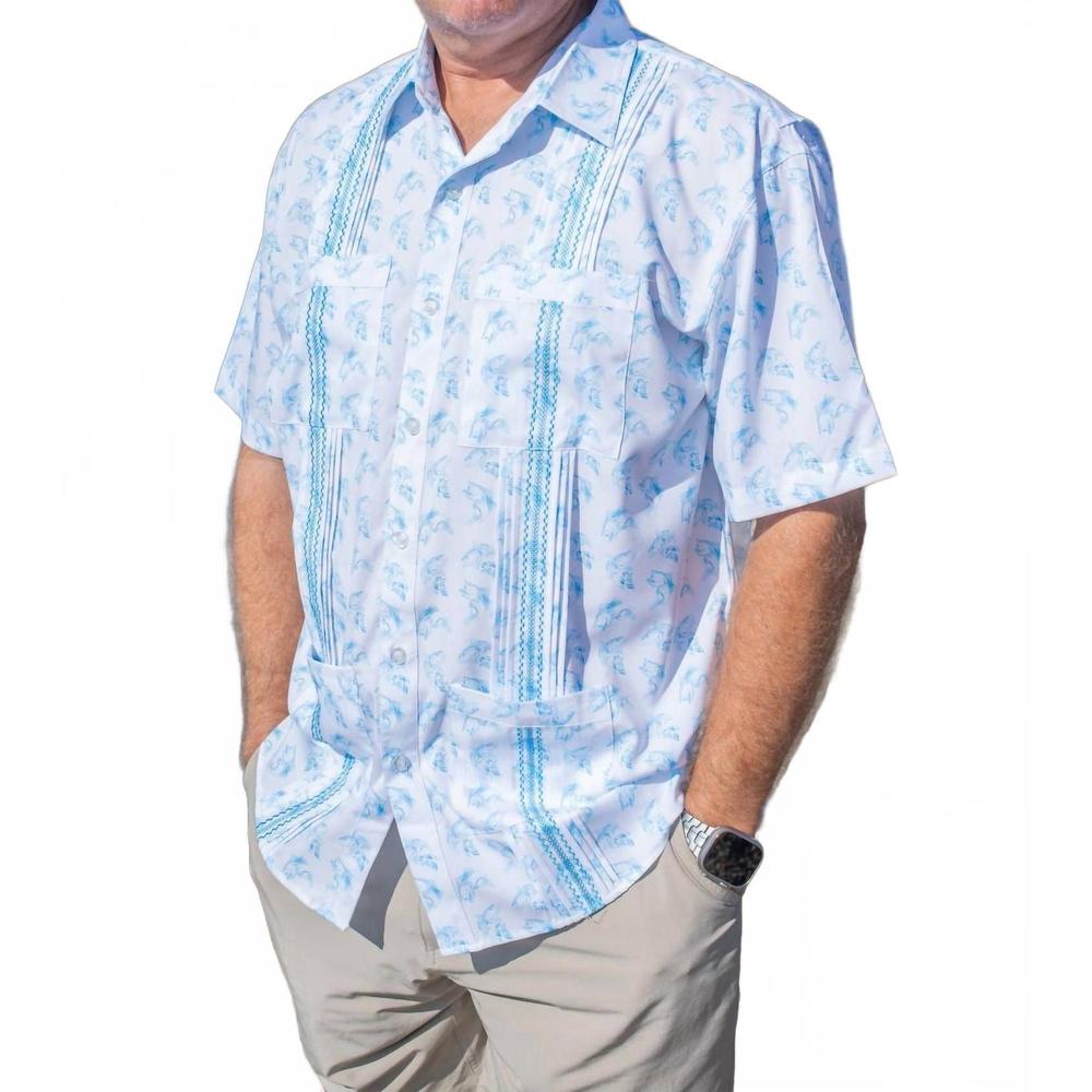 NEW BLUE QUAIL CLOTHING CO. bass guayabera short sleeve shirt in blue